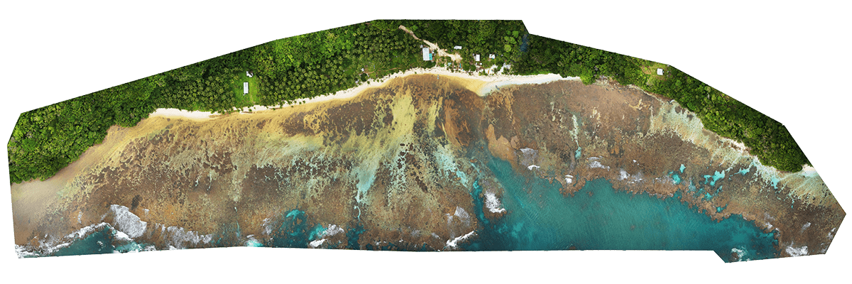 Drone aerial map of oil spill along Rennell Island