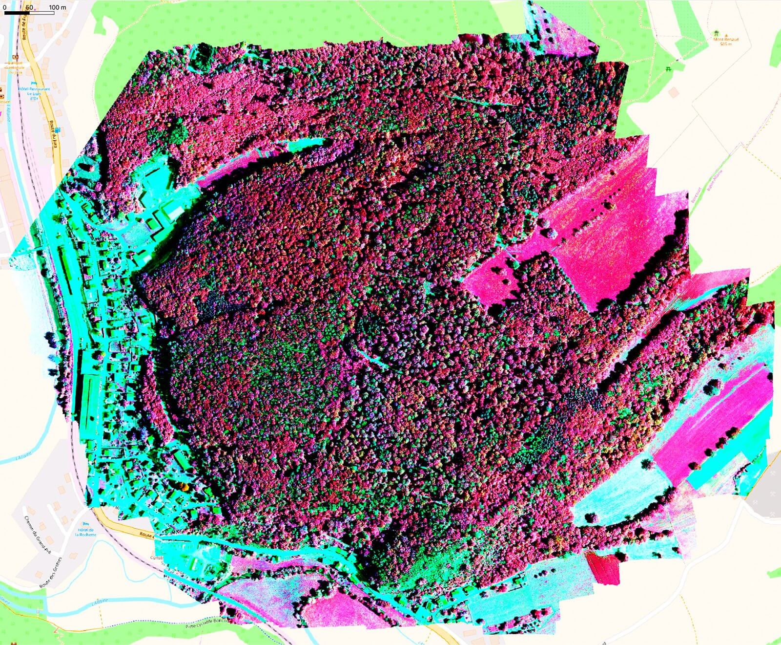 Multispectral infrared composite drone data output