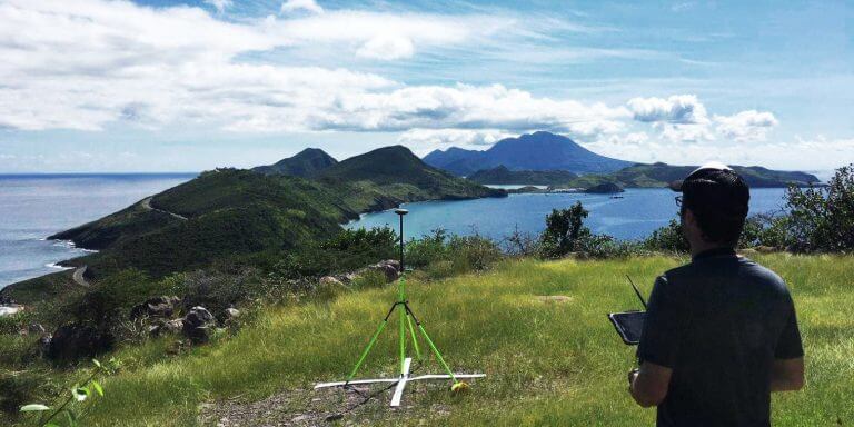 Surveyor mapping St. Kitts with WingtraOne