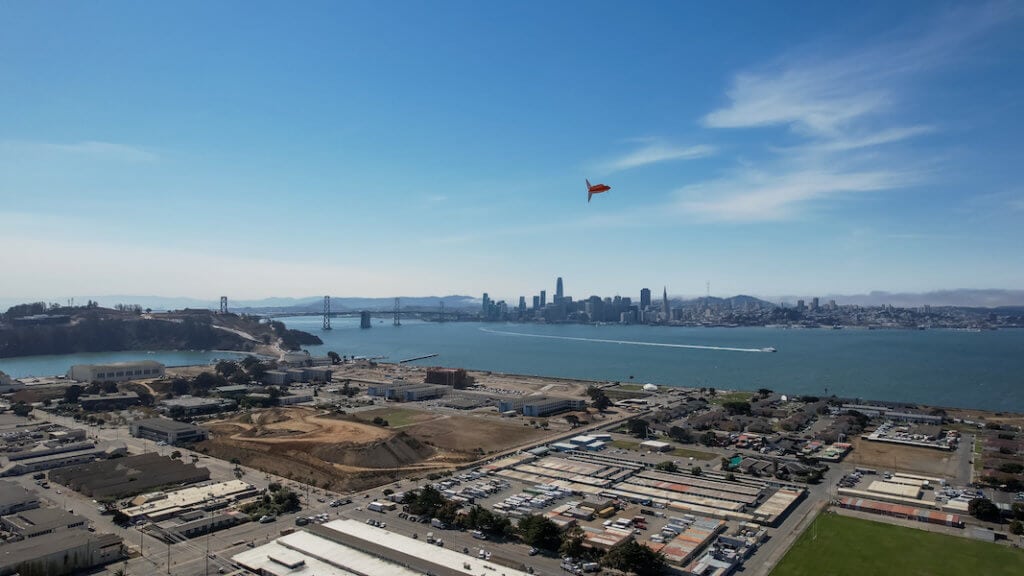 WingtraOne GEN II capturing data over Treasure Island, San Francisco Bay Area.