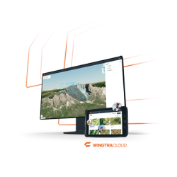 Desktop and tablet with WingtraCLOUD software being previewed