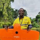 Mining surveyor holding mapping drone WingtraOne