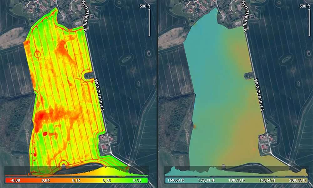 La topografía de los campos a partir de imágenes multiespectrales o RGB guía la planificación del drenaje y el riego