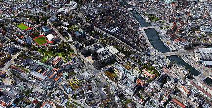 Gemelo digital 3D de un área urbana (ciudad de Zúrich)