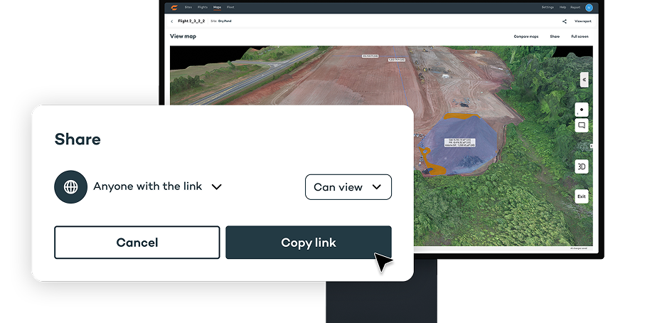 Photogrammetry software sharing feature via link