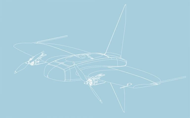 Illustration of VTOL drone in cruise flight