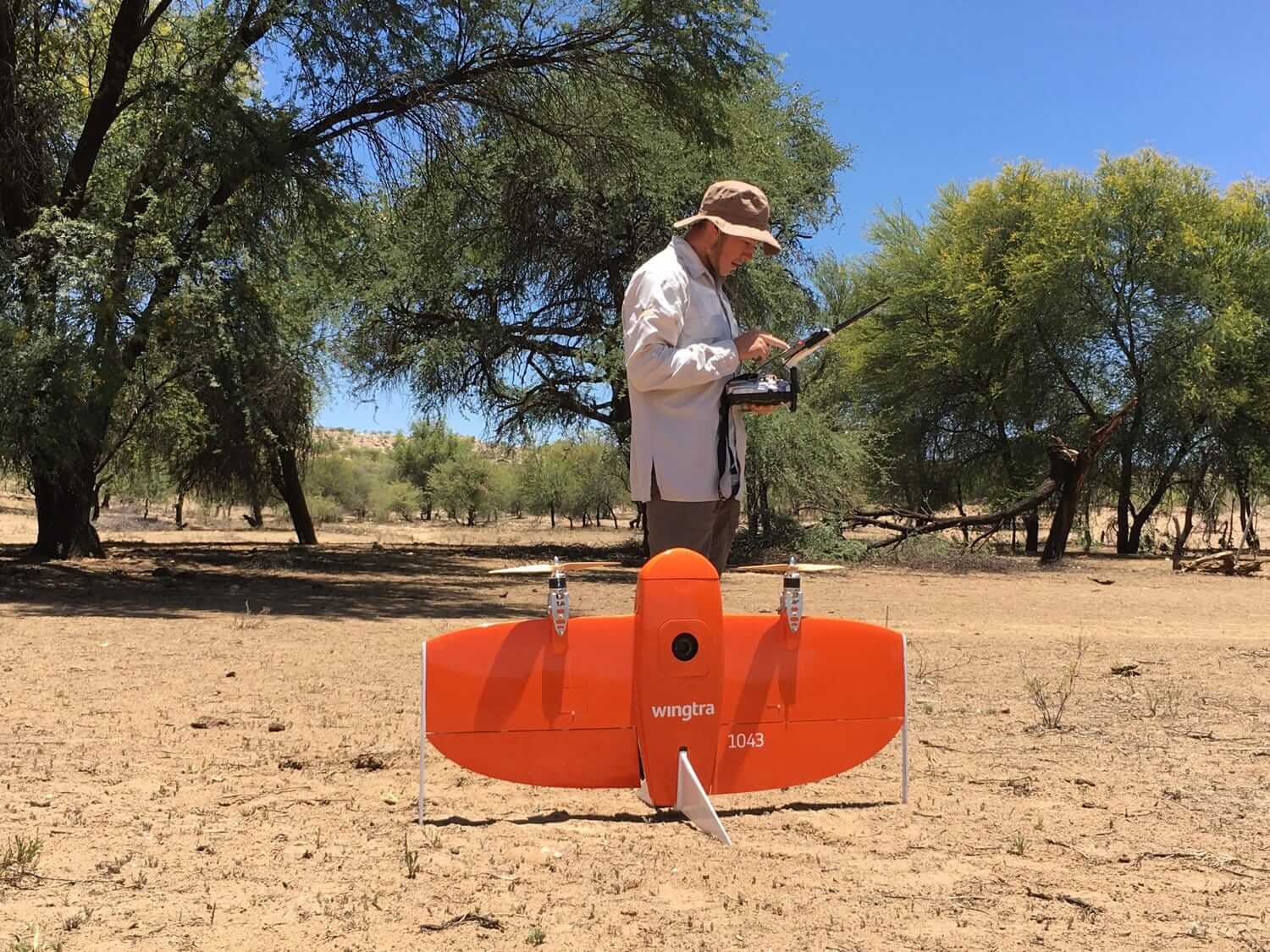 VTOL uav drone in the desert