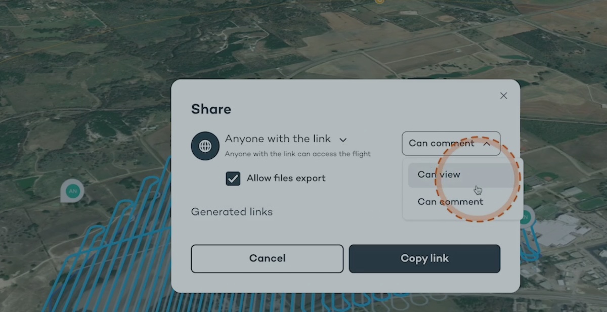 WingtraCLOUD sharing feature